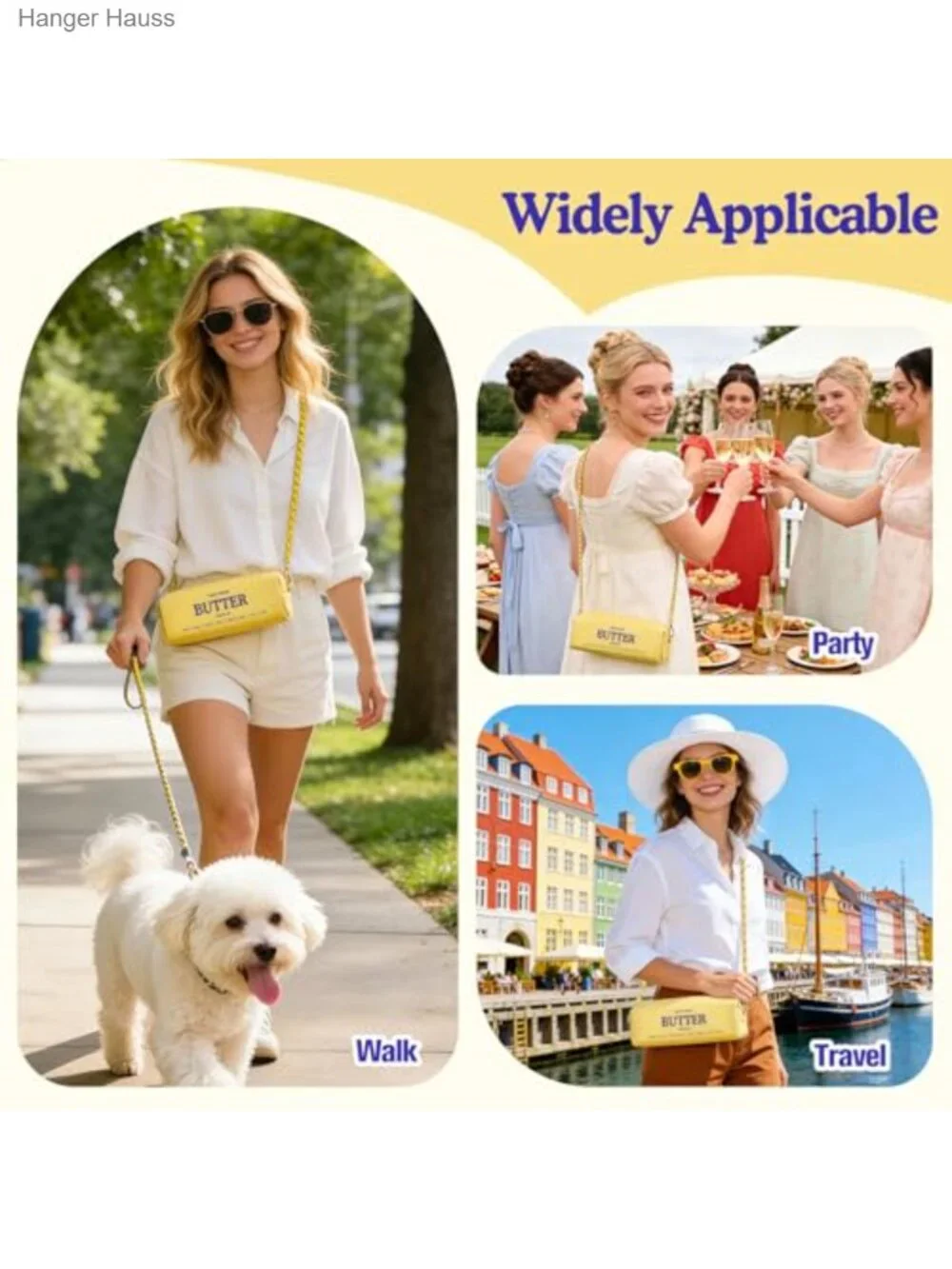 Funny Butter Crossbody Bag for Women Girls PU Leather Shoulder Purse